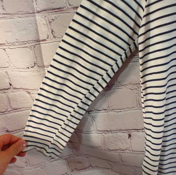 Fresh Produce Nautical Striped Flax Blend Scalloped Top S - Picture 16 of 16